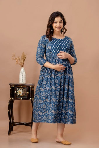 Moon blossom   Cotton Printed Maternity And Feeding Kurti Combo Of 2