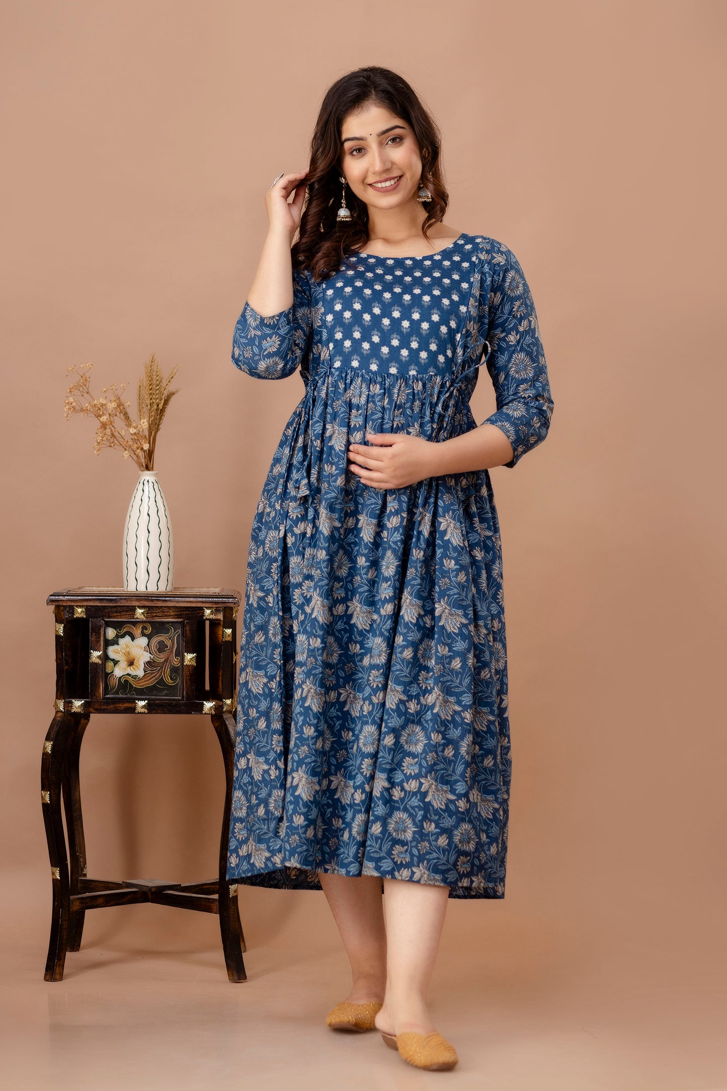 Moon blossom   Cotton Printed Maternity And Feeding Kurti Combo Of 2