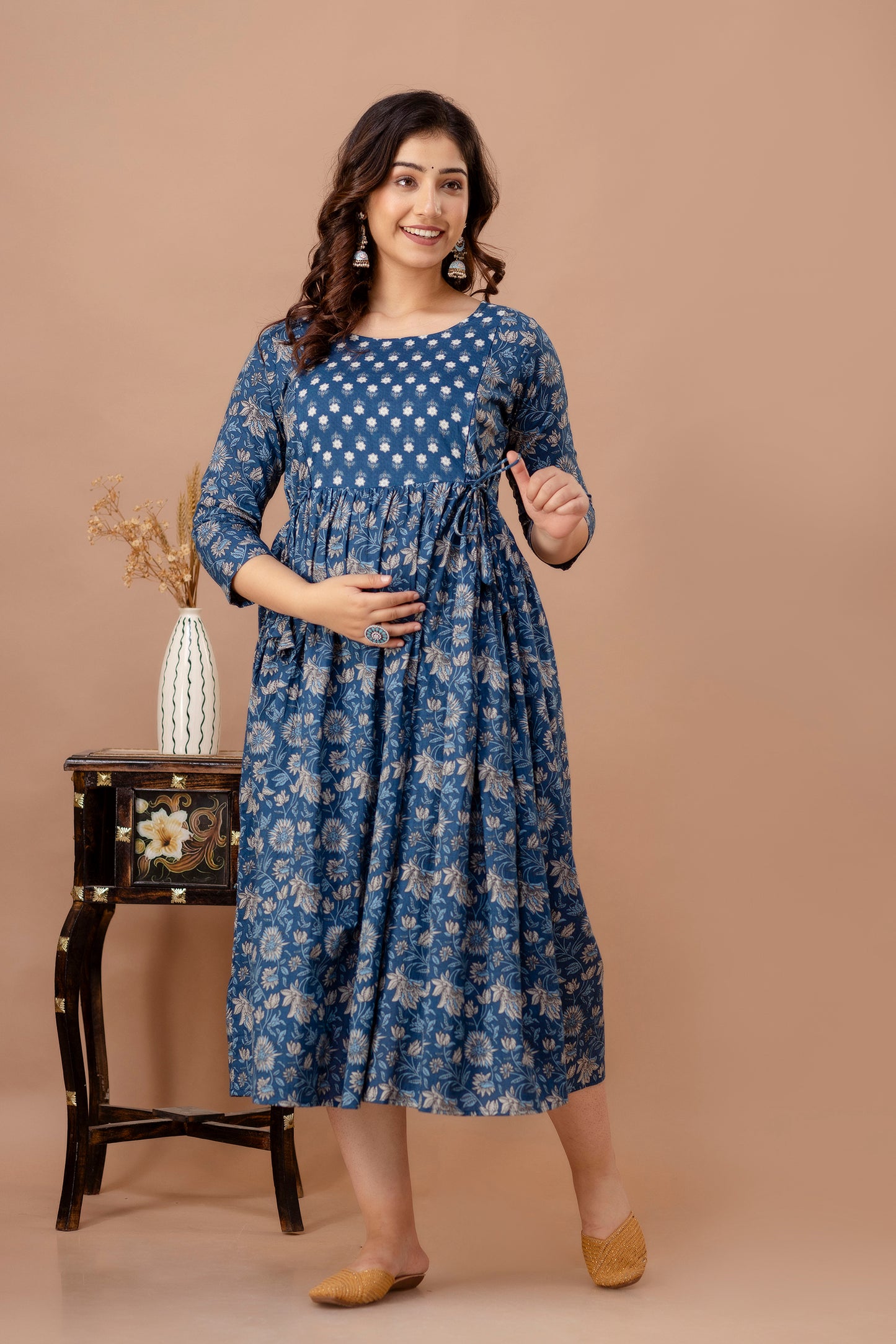 Moon blossom   Cotton Printed Maternity And Feeding Kurti Combo Of 2