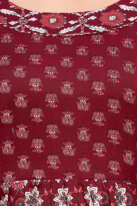 Red bubls cotton maternity and feeding kurti