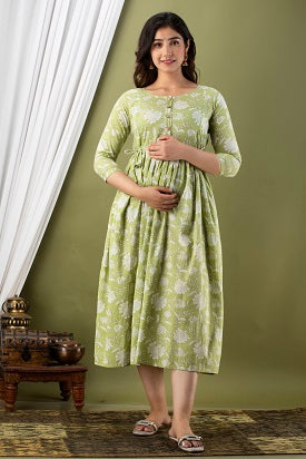 Moon blossom   Cotton Printed Maternity And Feeding Kurti Combo Of 2