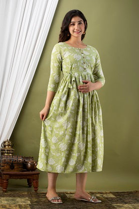Moon blossom   Cotton Printed Maternity And Feeding Kurti Combo Of 2