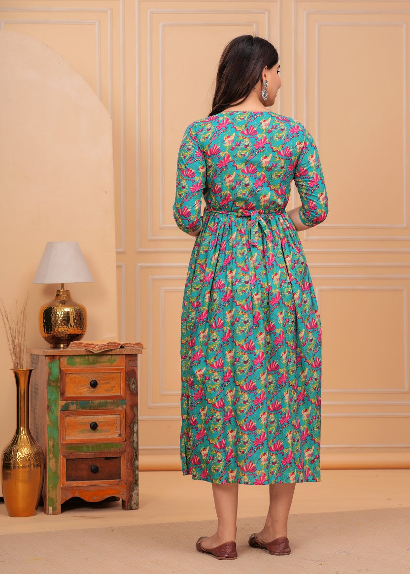 Morni fly cotton maternity and feeding kurti