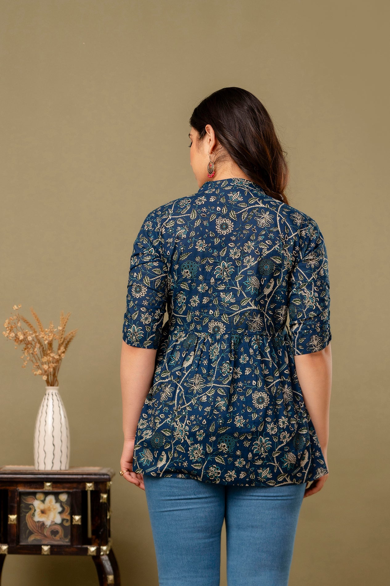 Blue chidi cotton printed top