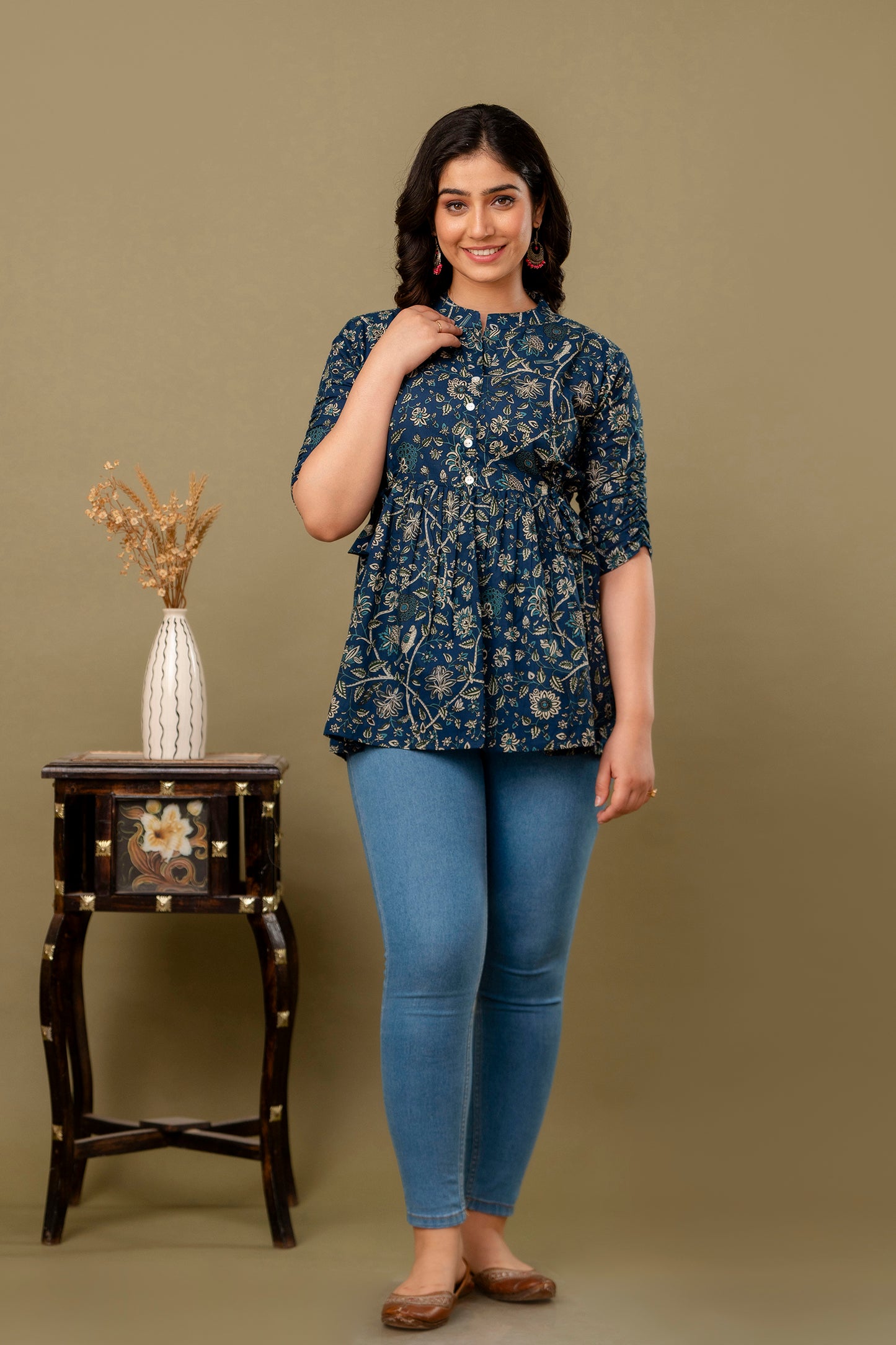 Blue chidi cotton printed top