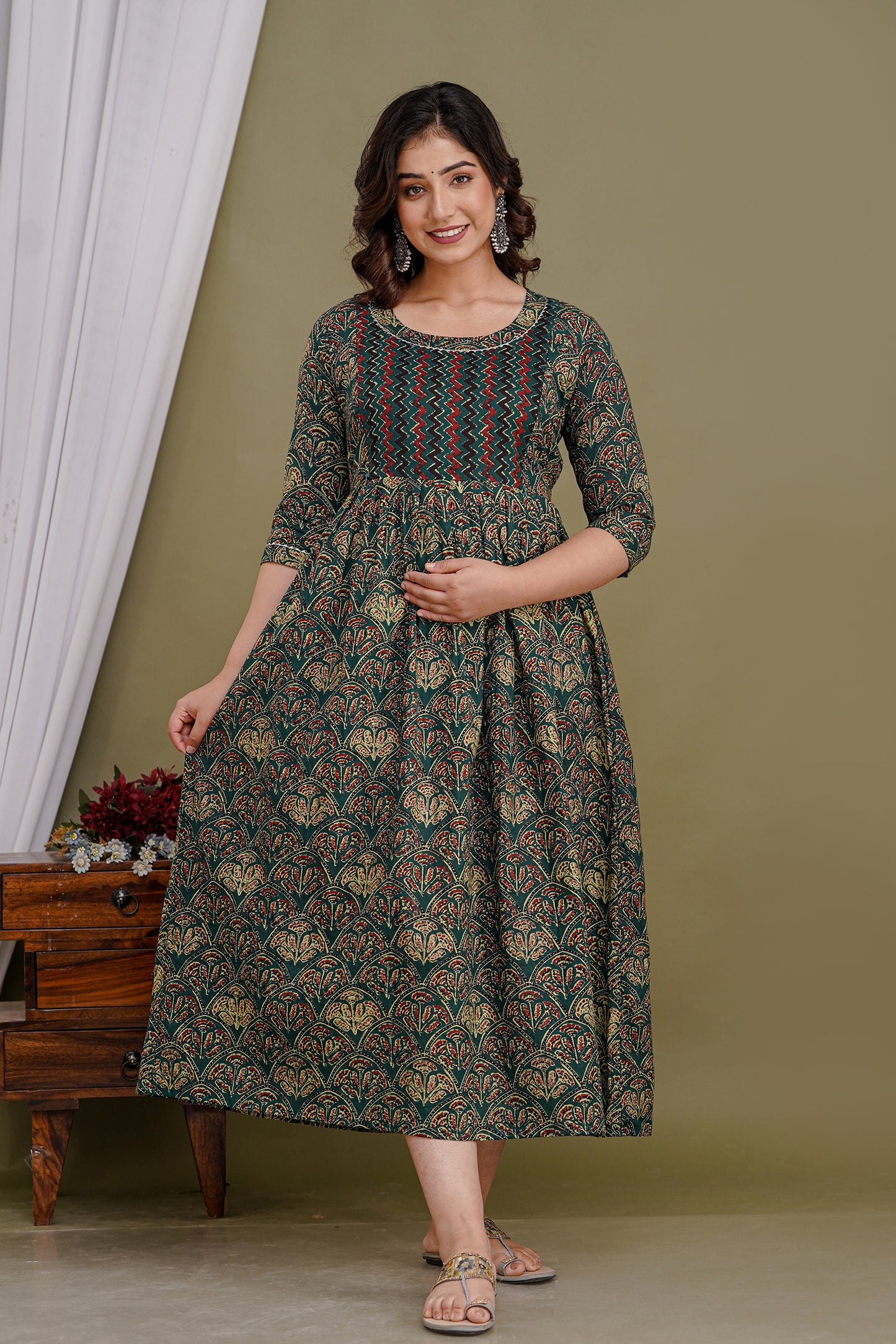 Multi dip Cotton maternity and feeding kurti
