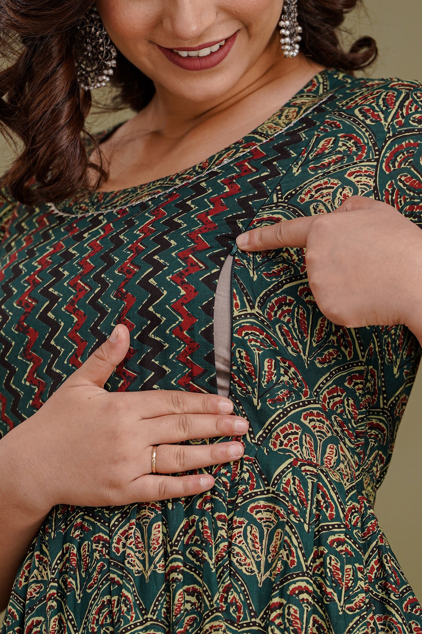 Multi dip Cotton maternity and feeding kurti