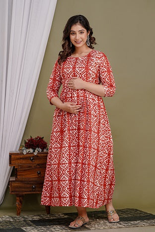 ZICZAKING blossom cotton maternity and feeding kurti