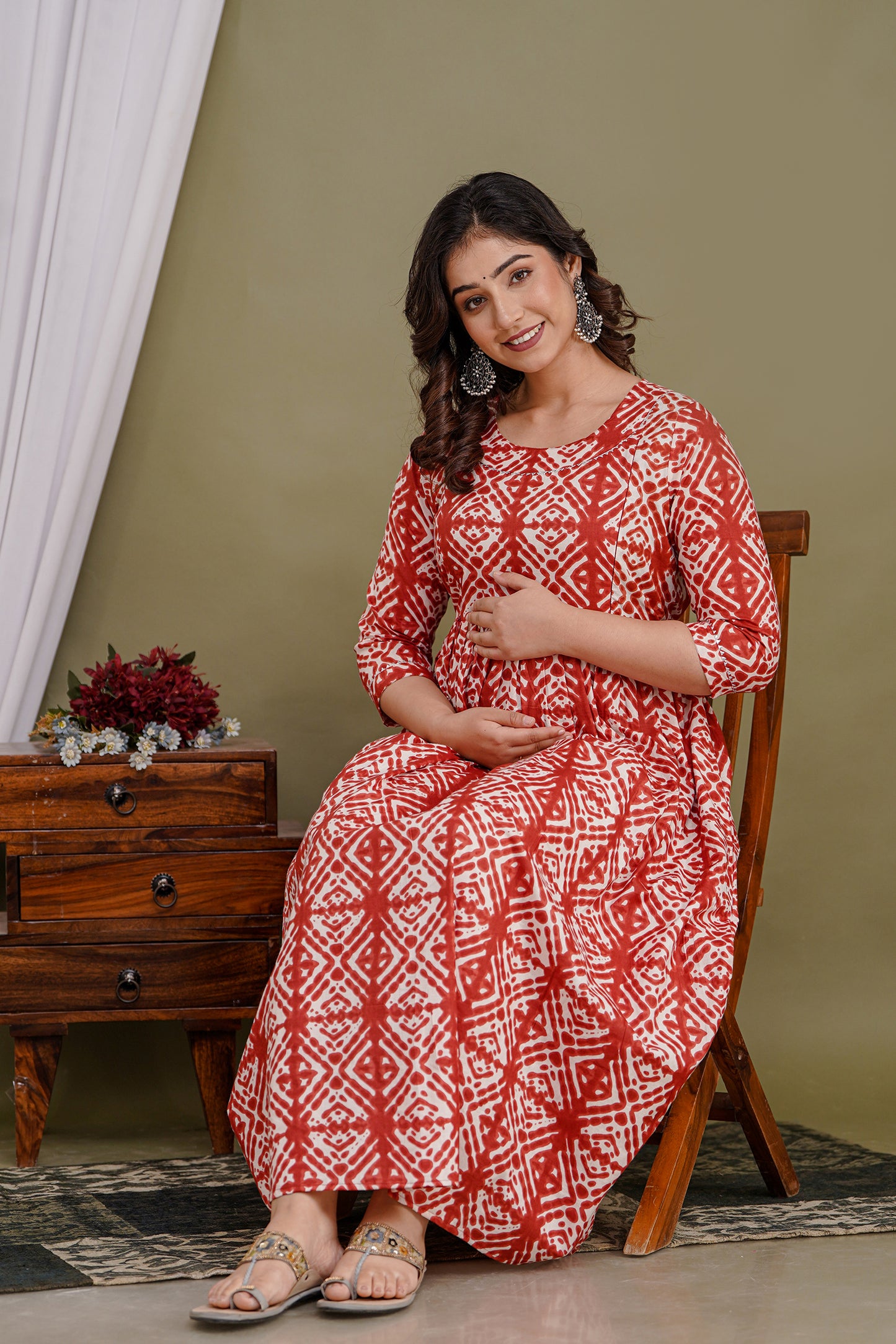 ZICZAKING blossom cotton maternity and feeding kurti