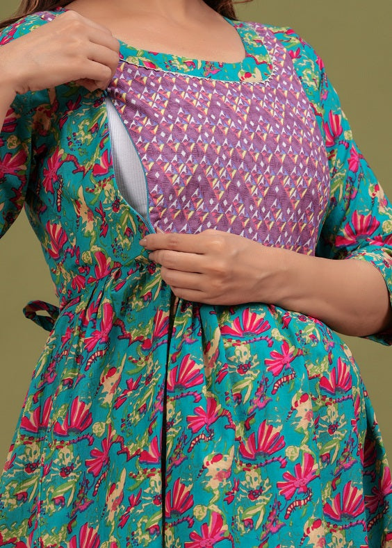 Garles Multi cotton maternity and feeding kurti
