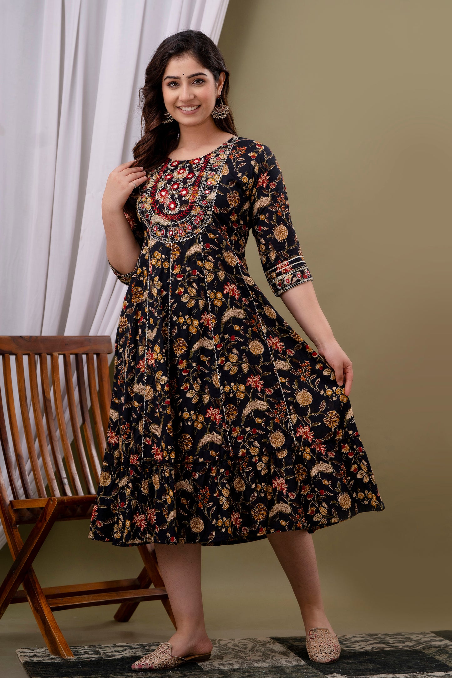 Cotton  gown with Dupatta set