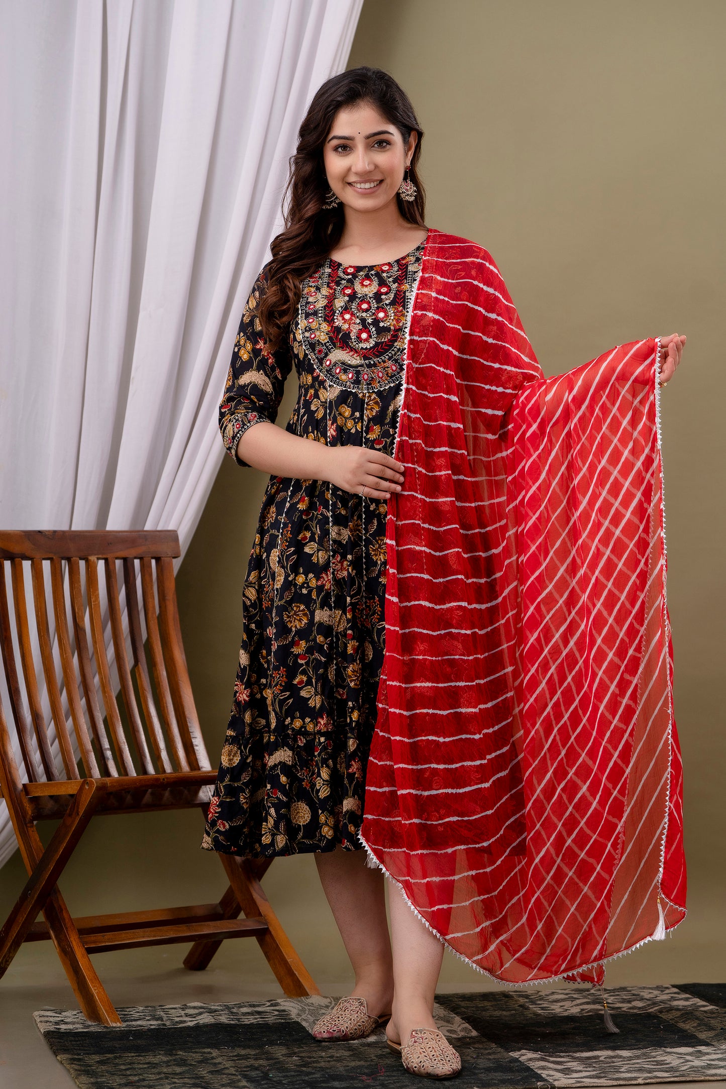 Cotton  gown with Dupatta set