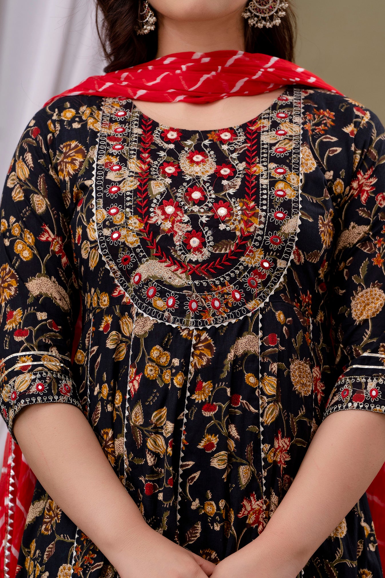 Cotton  gown with Dupatta set