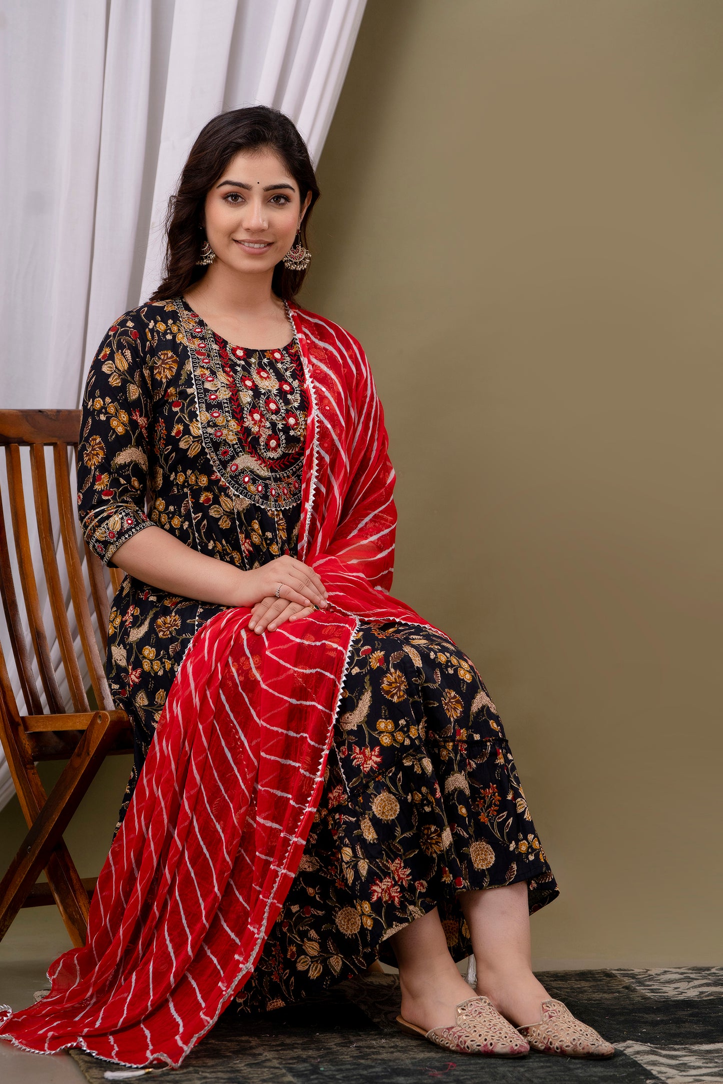 Cotton  gown with Dupatta set