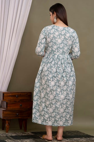 Silver moon cotton maternity and feeding kurti