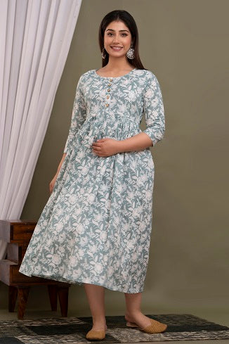 Silver moon cotton maternity and feeding kurti