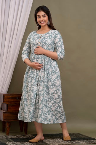 Silver moon cotton maternity and feeding kurti