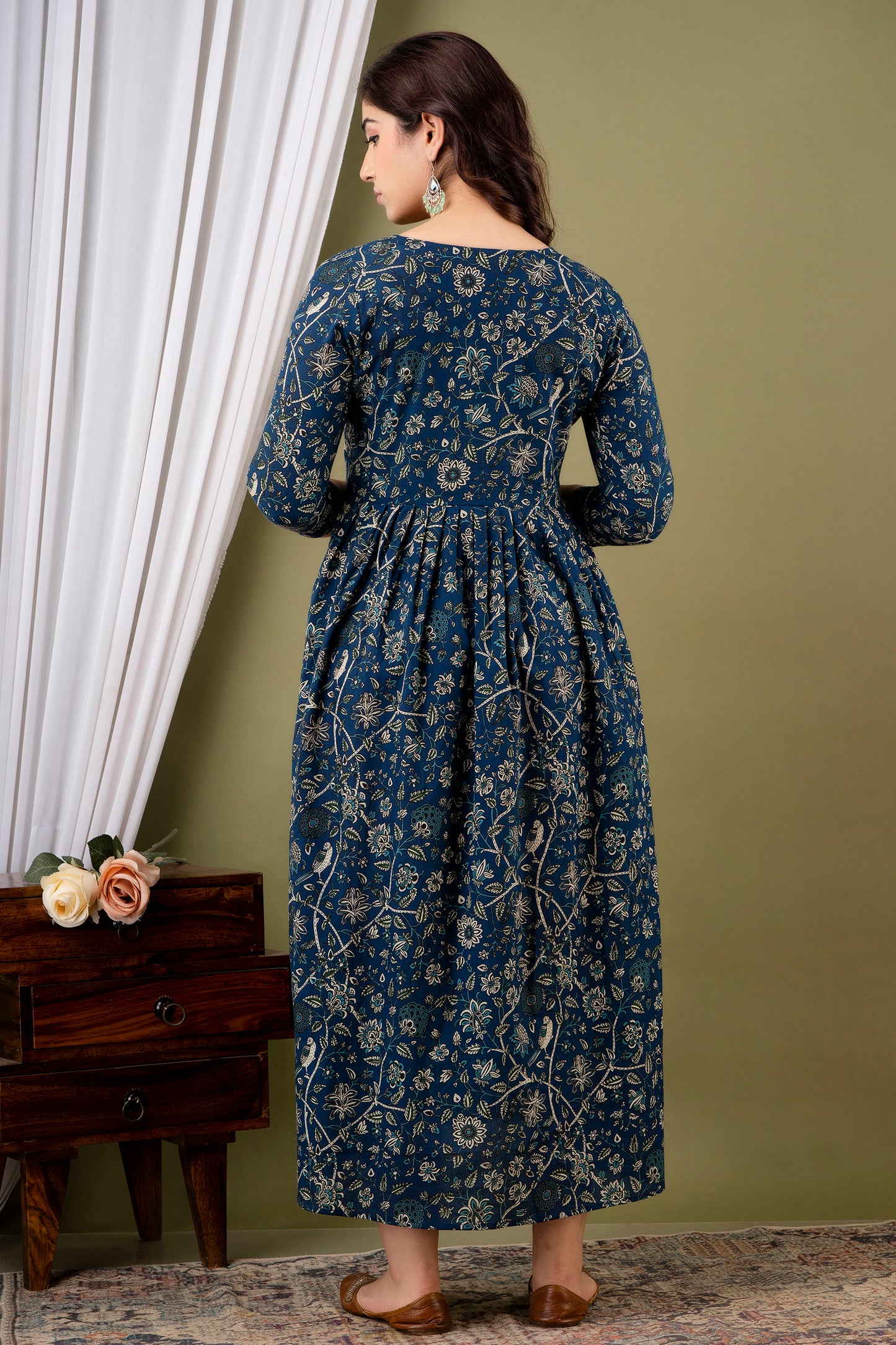 Blue chidi new Cotton maternity and feeding kurti