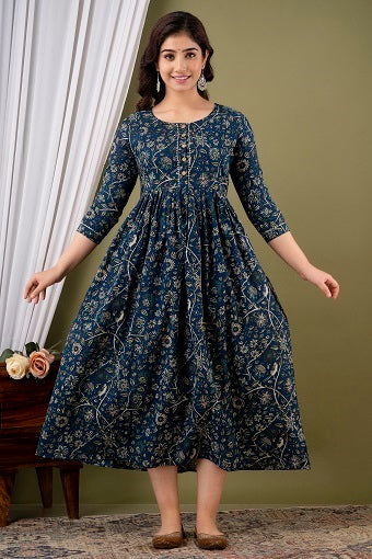 Blue Serenity: Maternity Kurti Combo