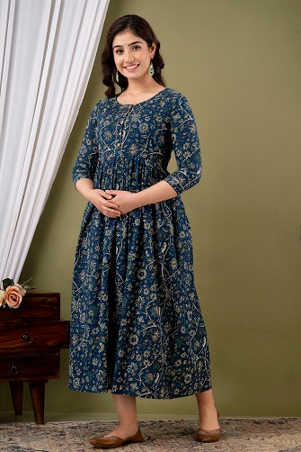 Blue Serenity: Maternity Kurti Combo
