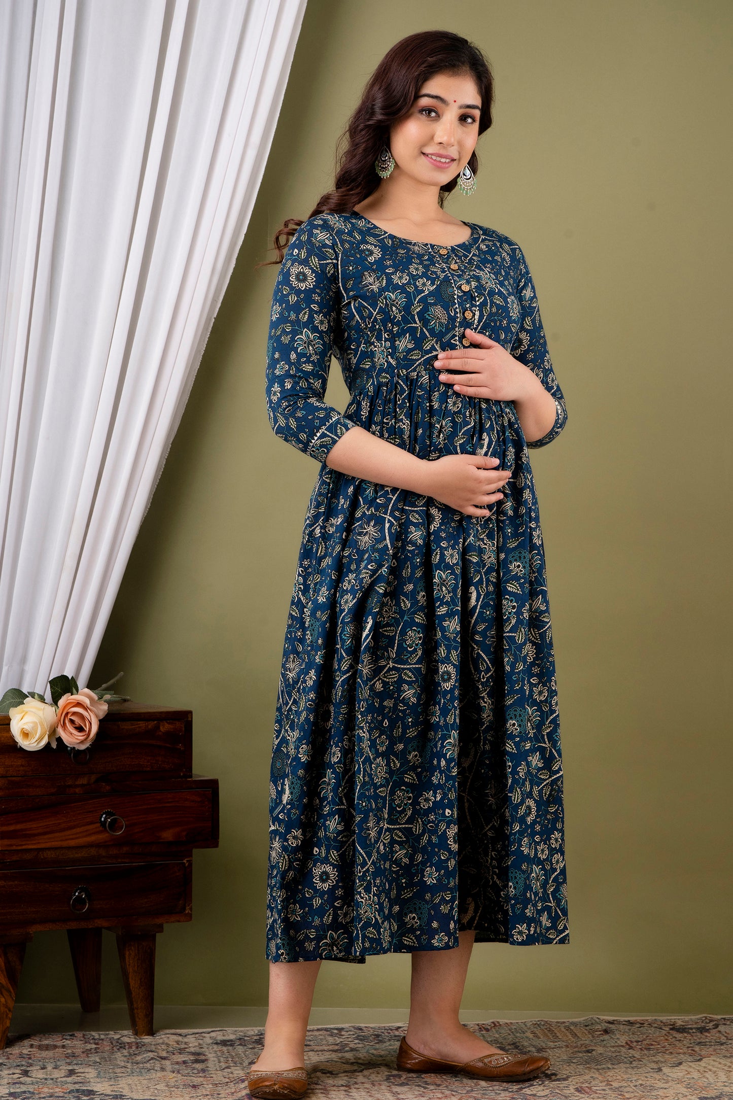 Blue chidi new Cotton maternity and feeding kurti