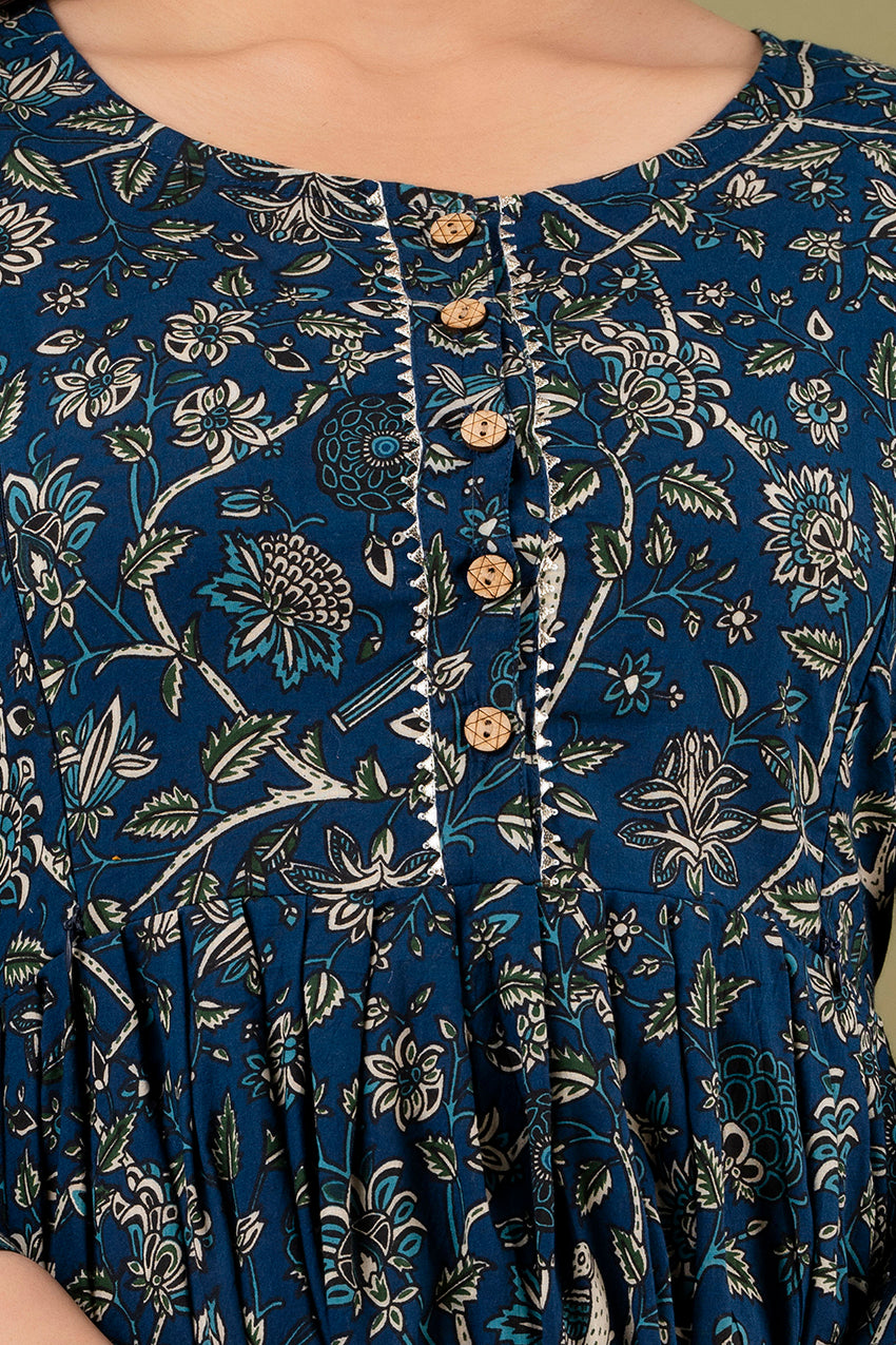 Blue chidi new Cotton maternity and feeding kurti