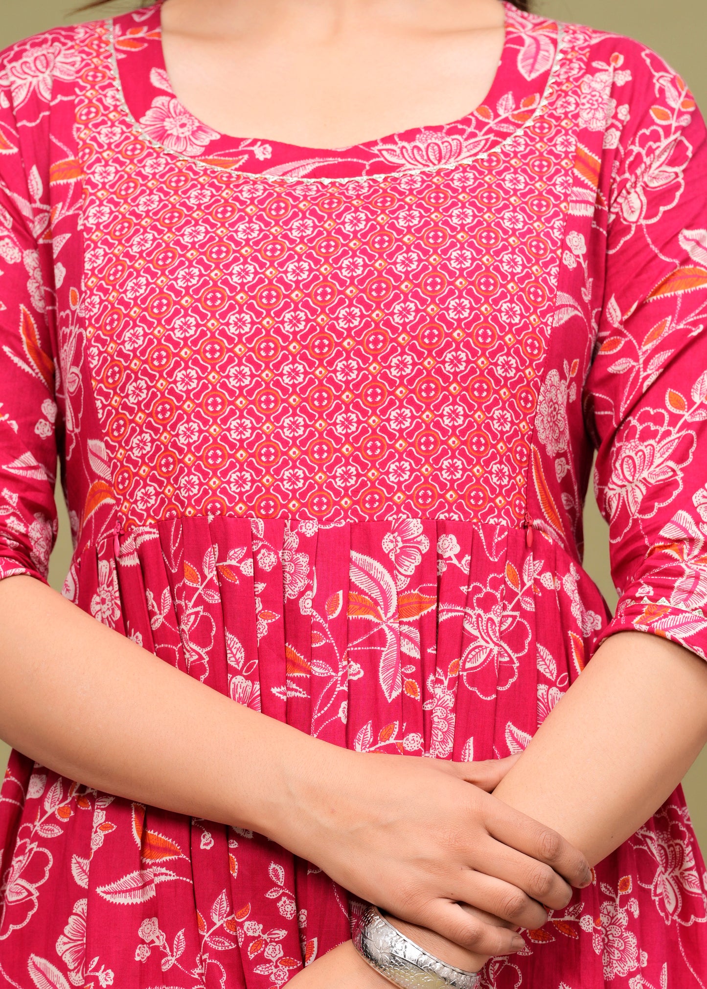 Pink cotton maternity and feeding kurti