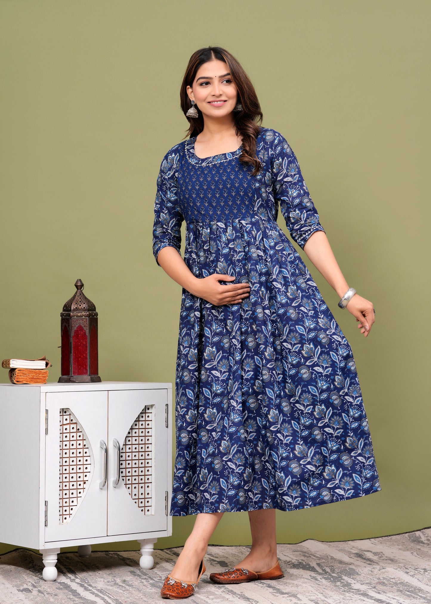 Blue Serenity: Maternity Kurti Combo