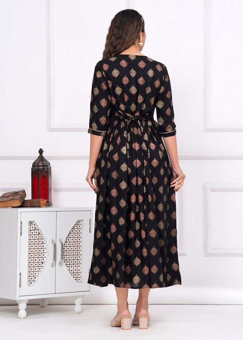 Black rayon maternity and feeding kurti