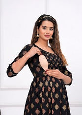 Black rayon maternity and feeding kurti