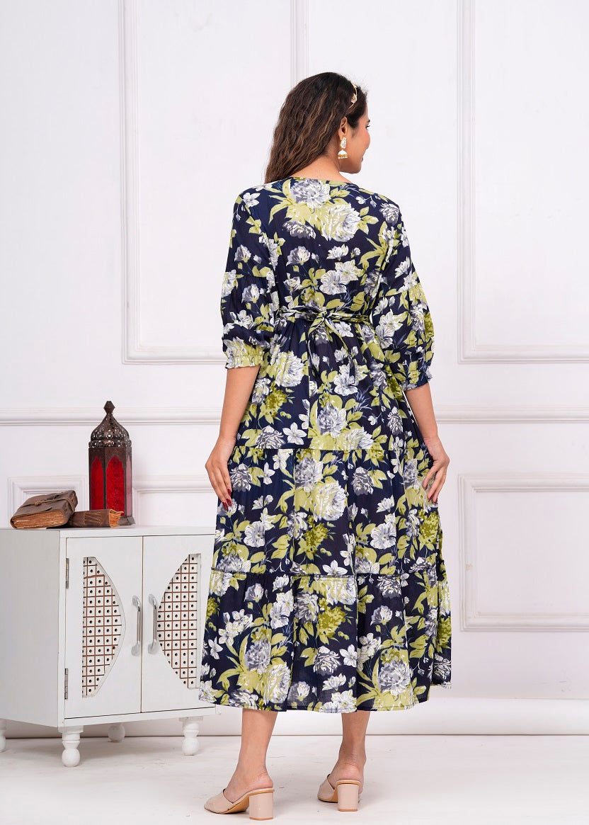 blue in white  new cotton maternity and feeding kurti