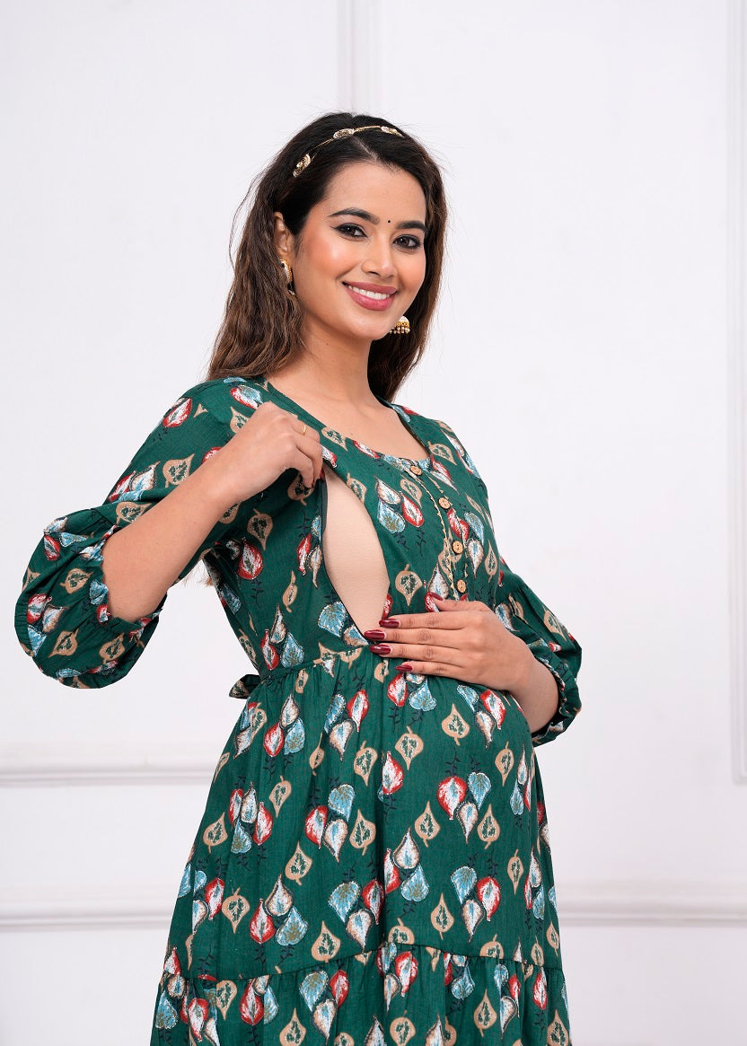 Rama  Tringal cotton maternity and feeding kurti