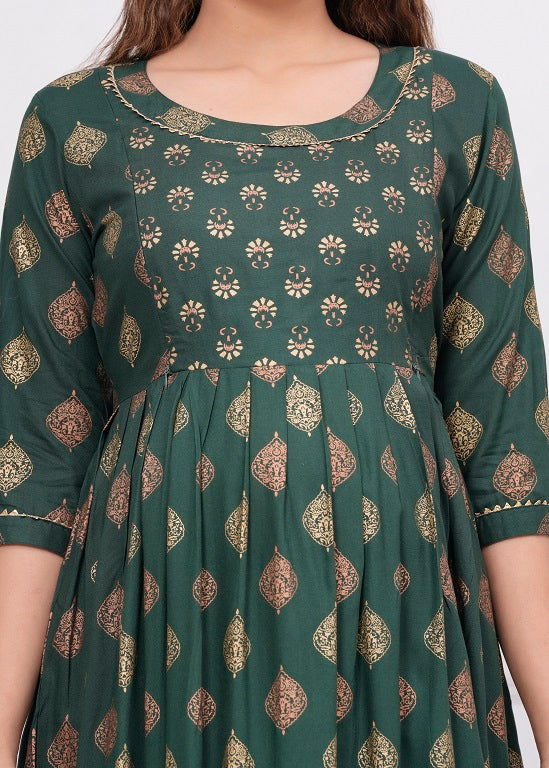 Green rayon maternity and feeding kurti