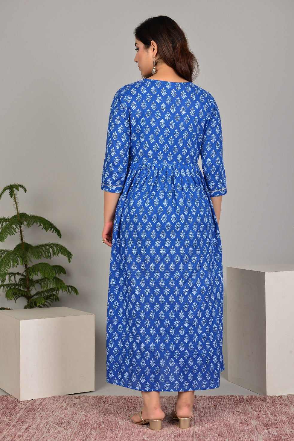 New blue Cotton maternity and feeding kurti
