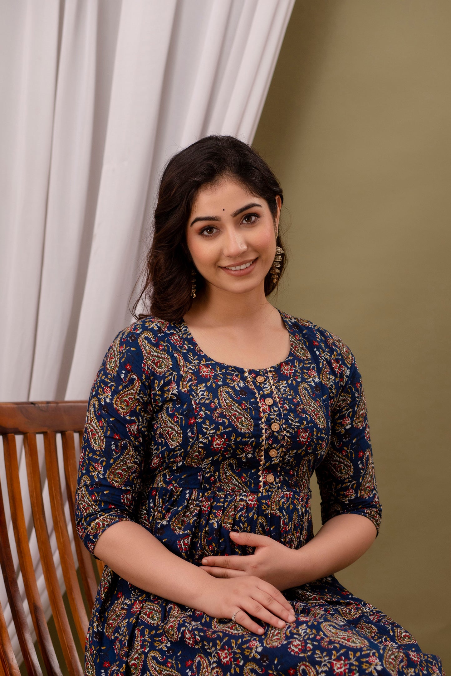 Blue carry  Cotton maternity and feeding kurti