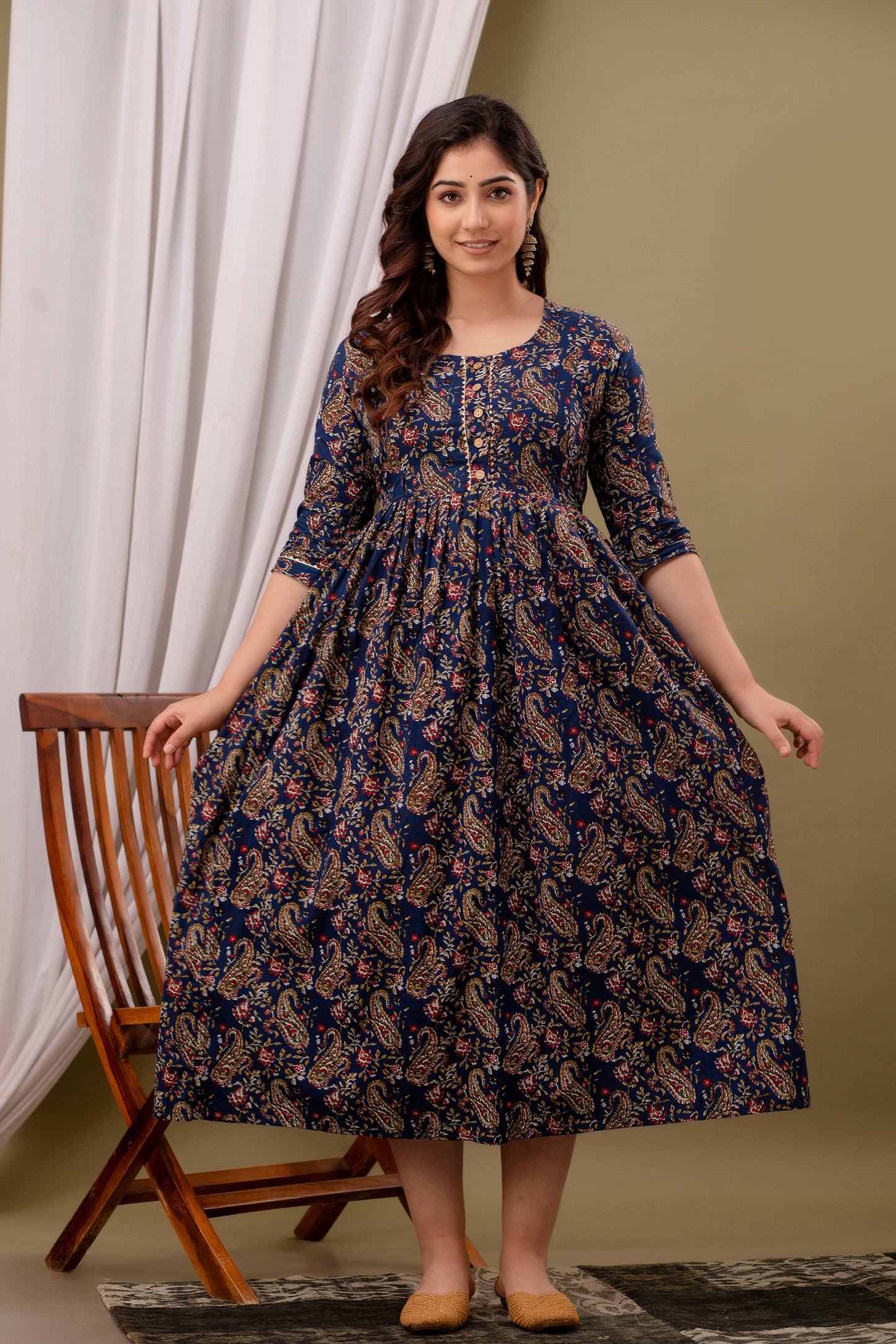Blue carry  Cotton maternity and feeding kurti