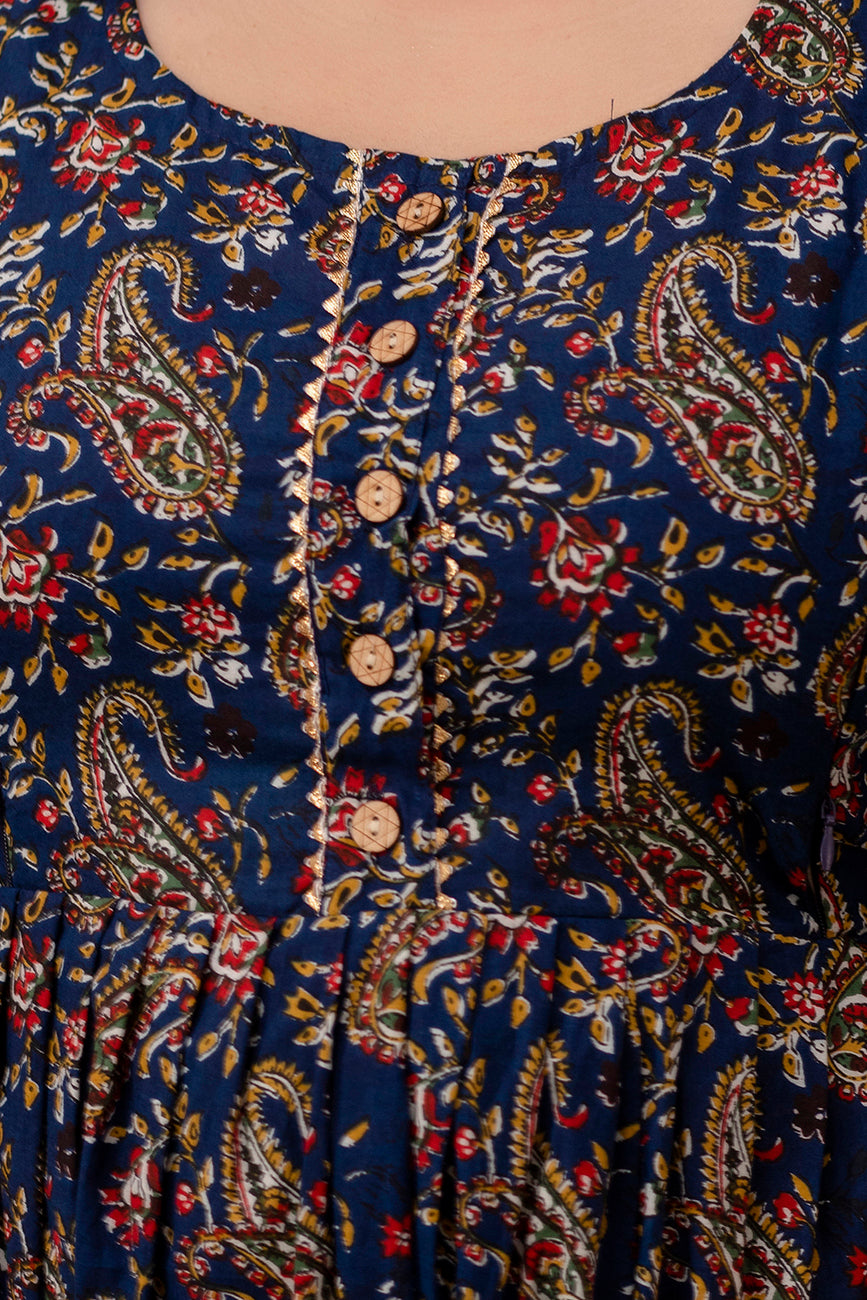 Blue carry  Cotton maternity and feeding kurti