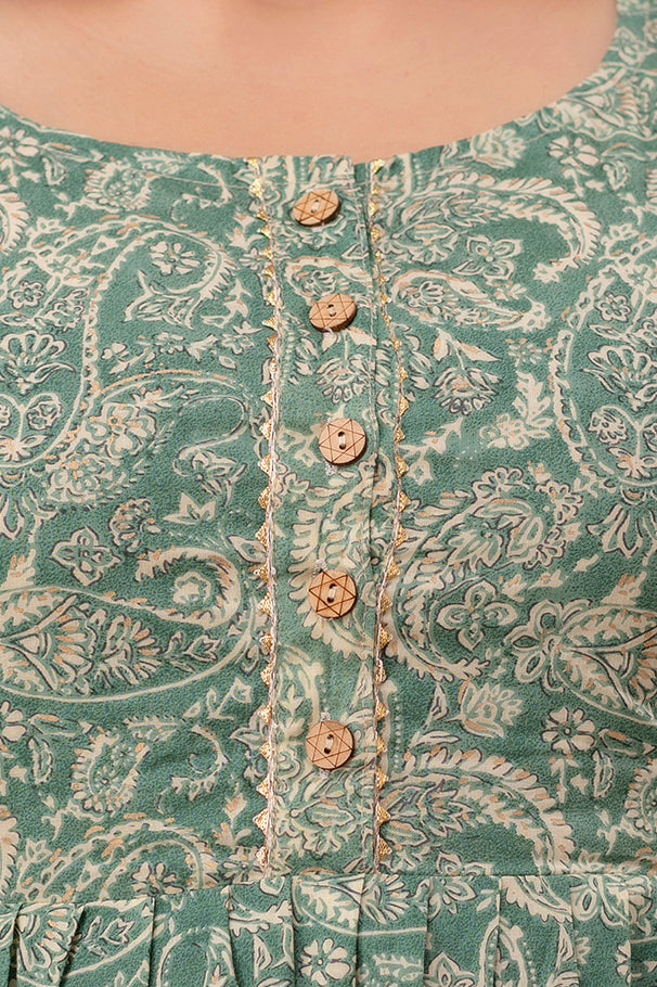 Light green Cotton maternity and feeding kurti