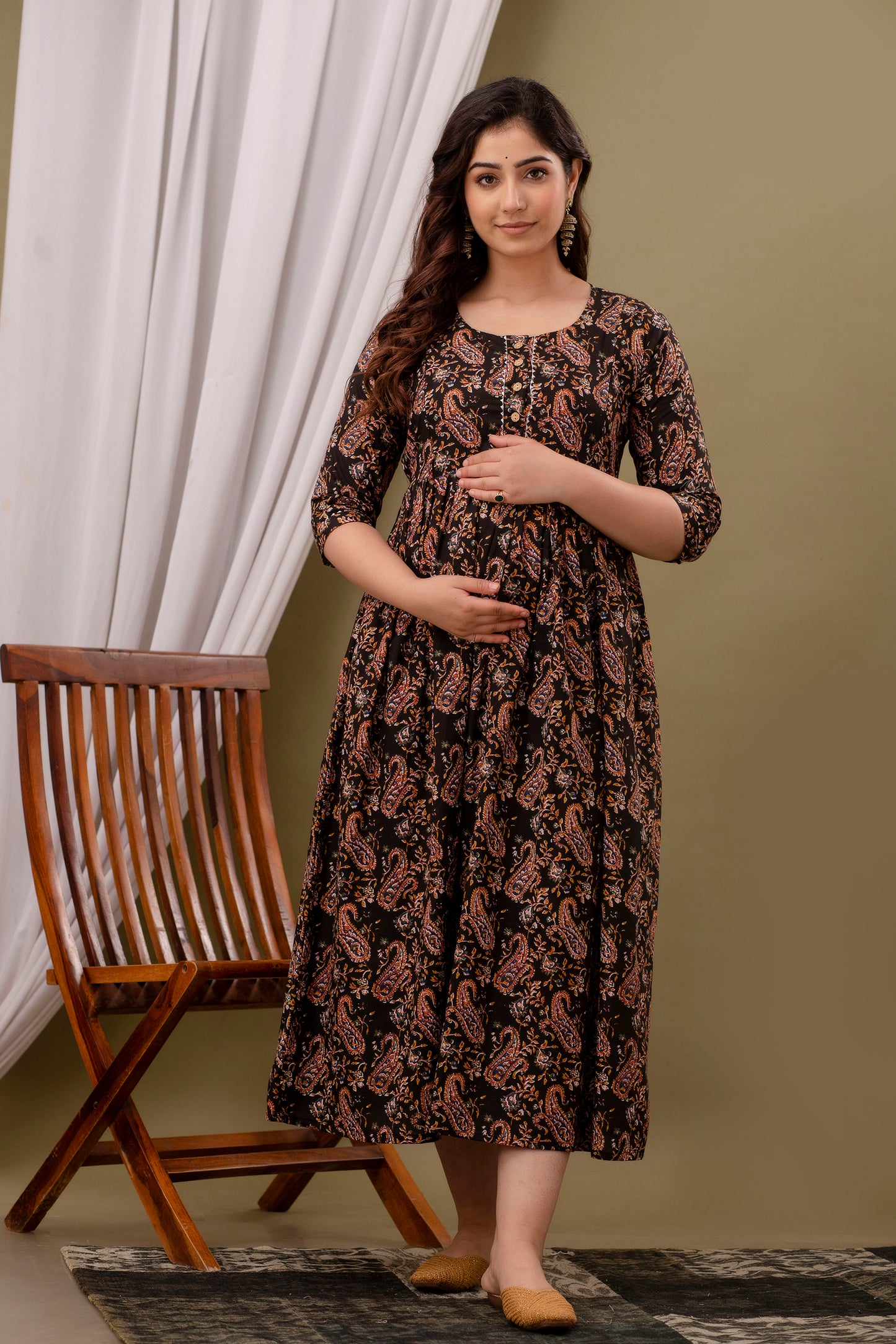 Brown carry Cotton maternity and feeding kurti