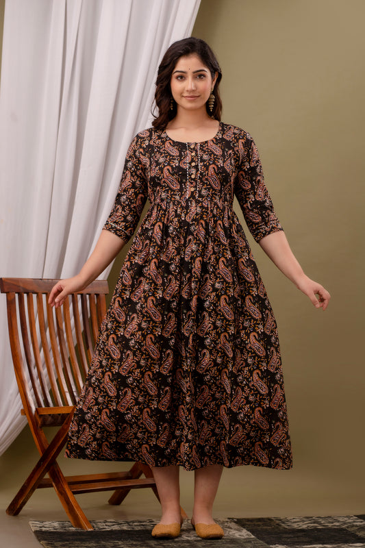 Brown carry Cotton maternity and feeding kurti