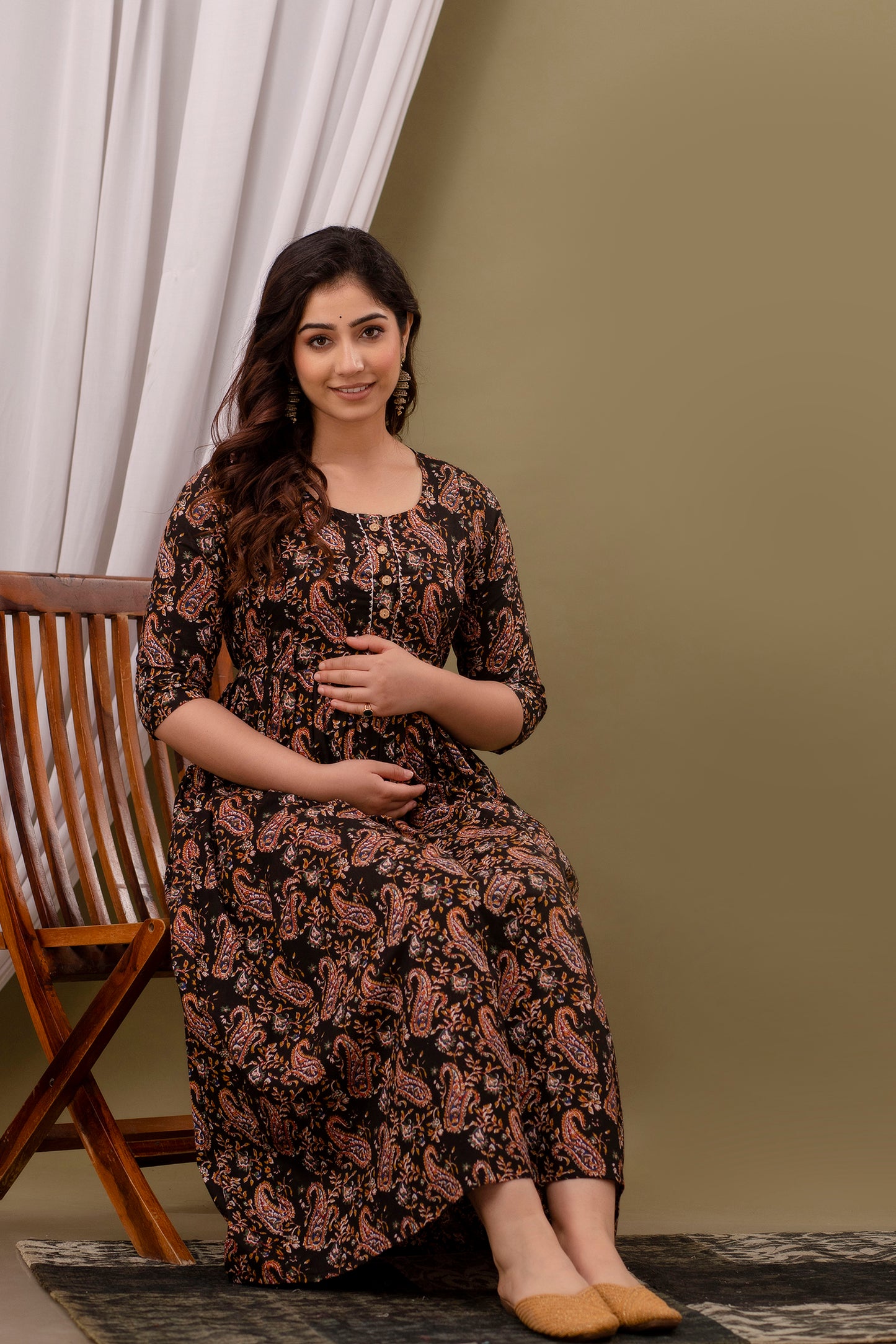 Brown carry Cotton maternity and feeding kurti