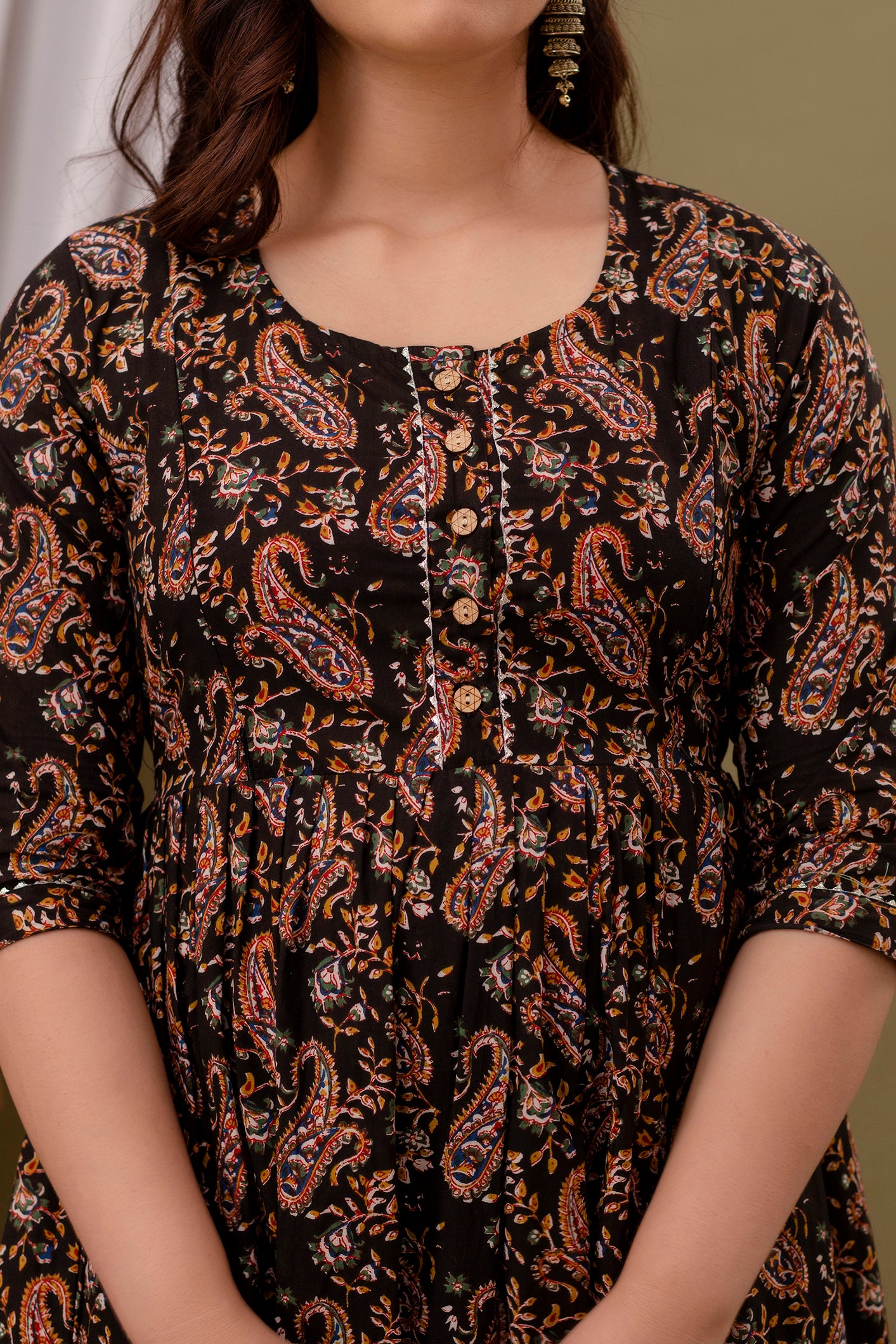 Brown carry Cotton maternity and feeding kurti