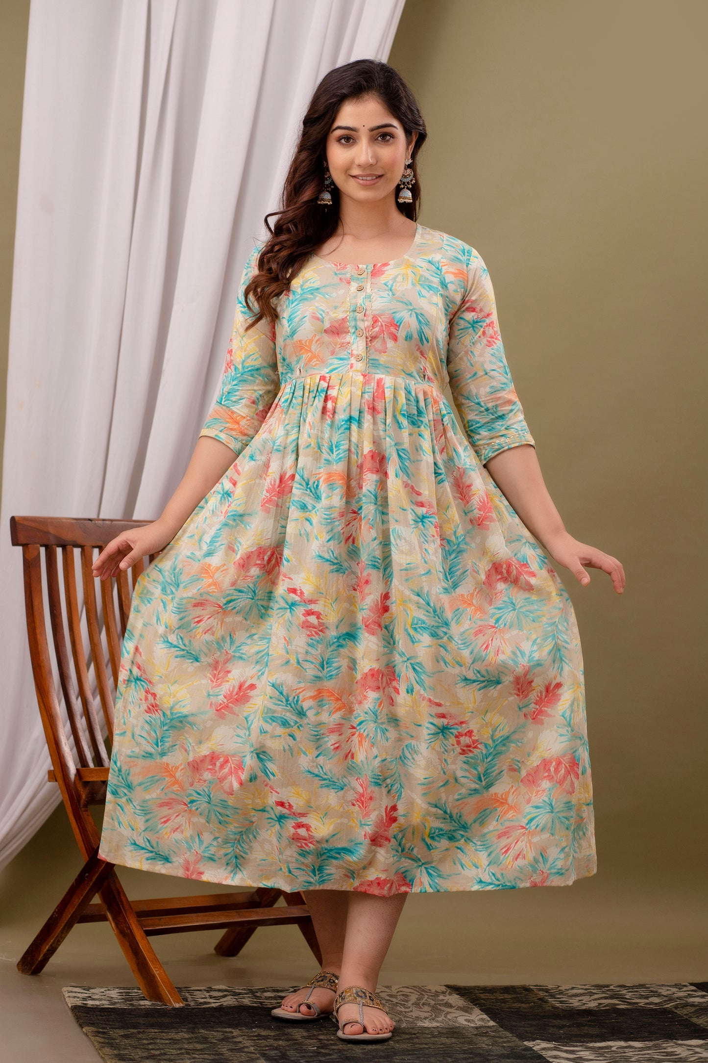 Multi floral Cotton maternity and feeding kurti