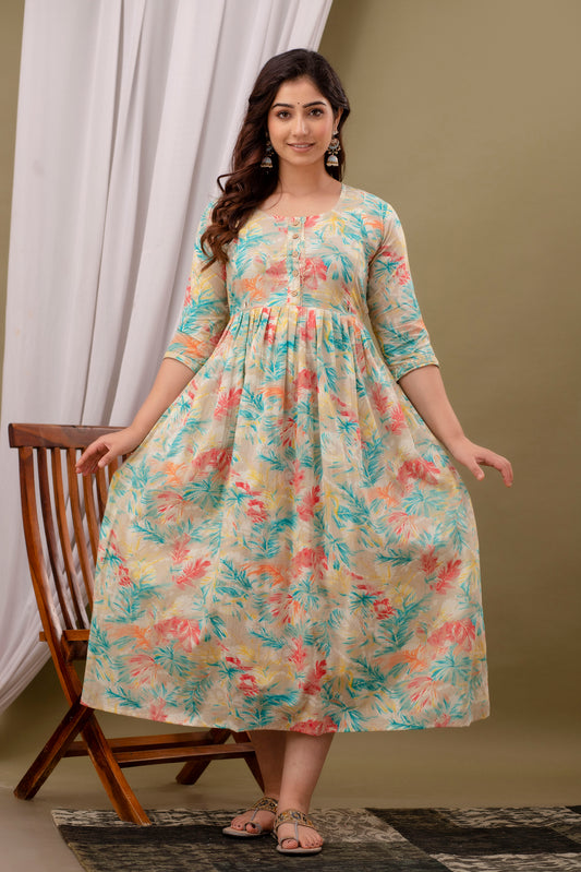 Multi floral Cotton maternity and feeding kurti