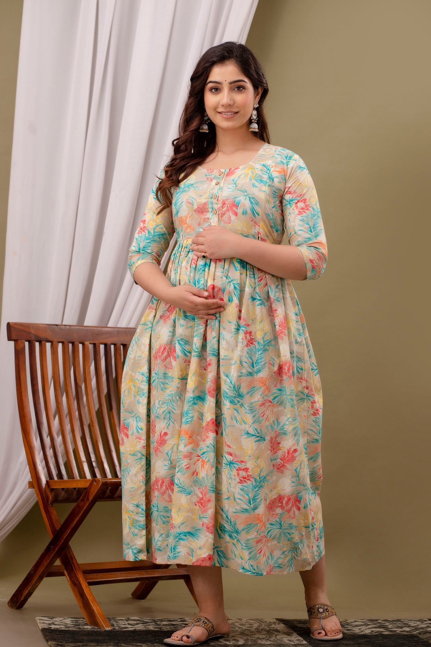 Multi floral Cotton maternity and feeding kurti