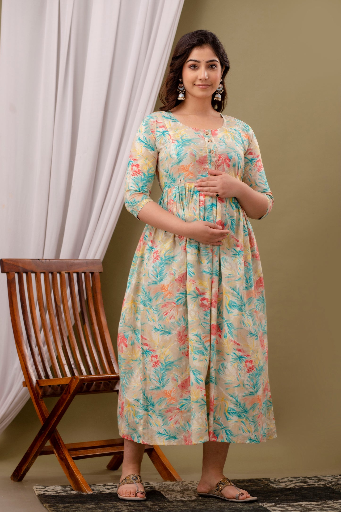 Multi floral Cotton maternity and feeding kurti
