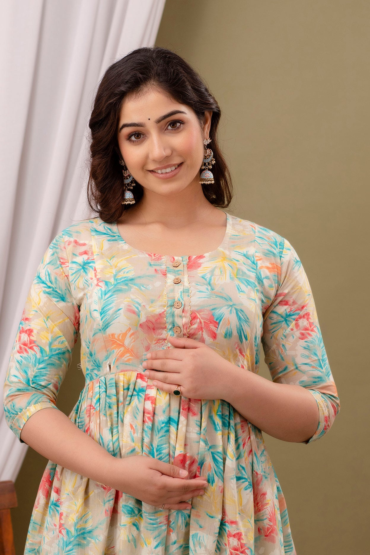 Multi floral Cotton maternity and feeding kurti