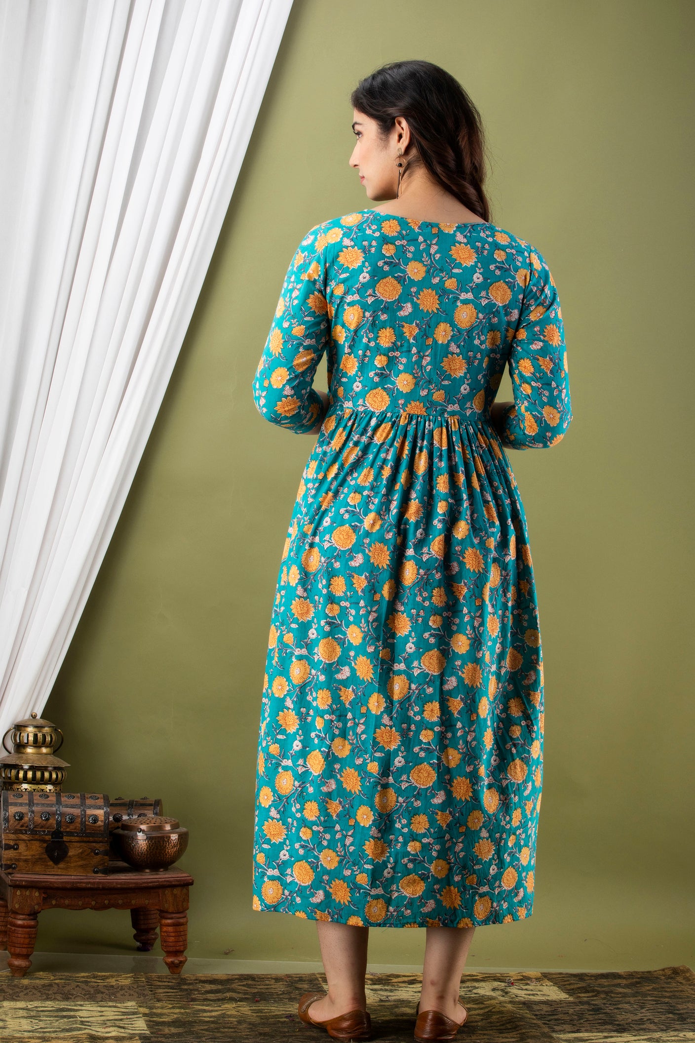 RAMA YELLOW patti Cotton maternity and feeding kurti