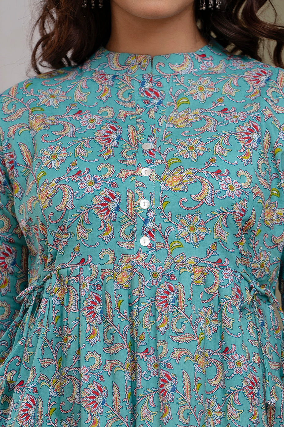 Blue blossom cotton printed top