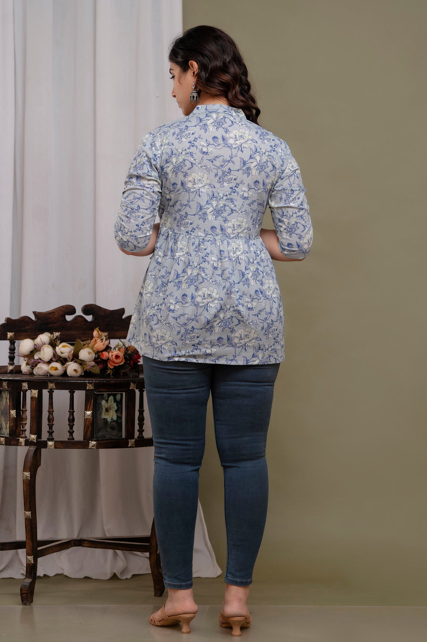 Grey chidi cotton printed top